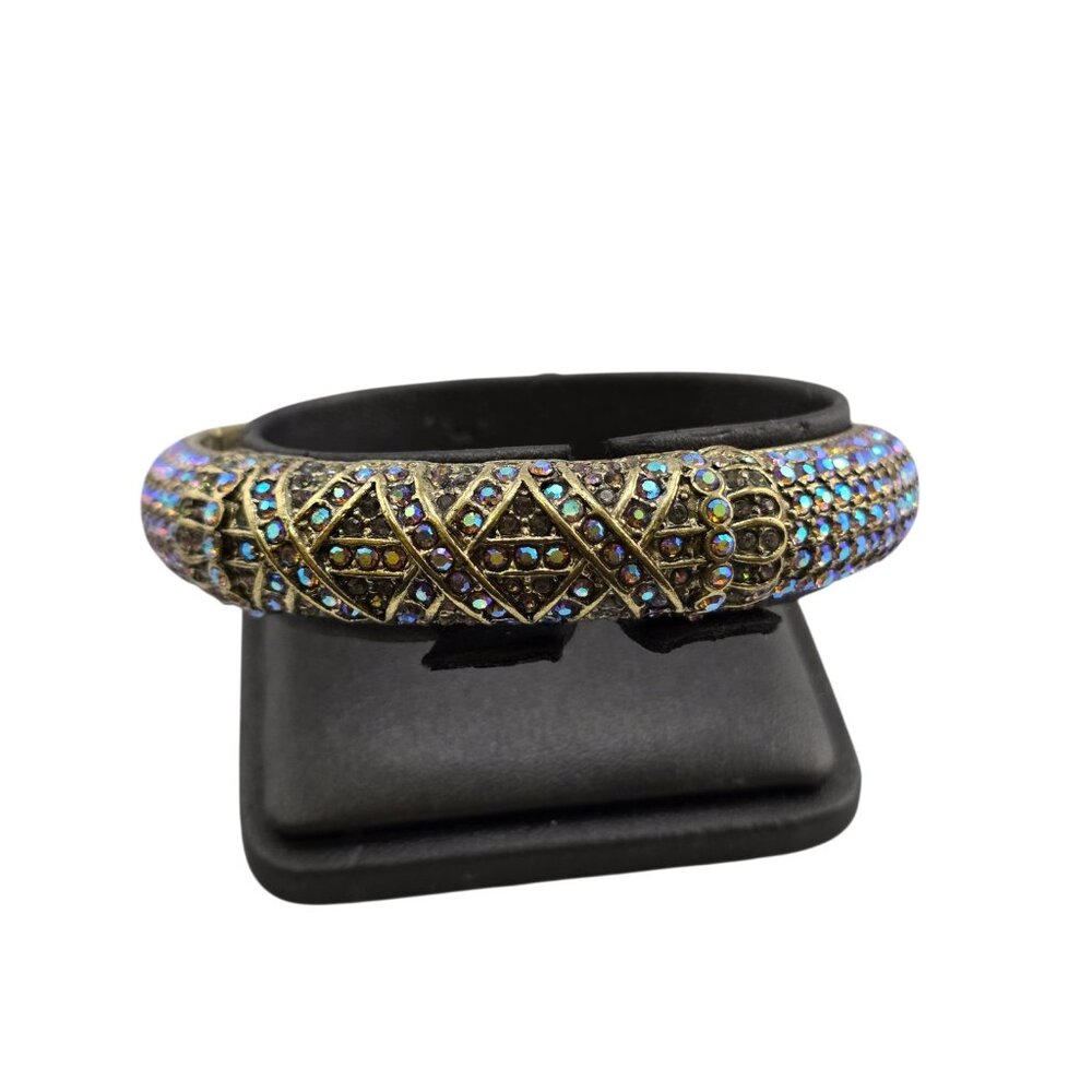 Vintage Signed Heidi Daus CN AB Rhinestone Bangle Bracelet (A9165)